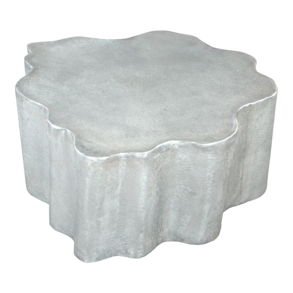37" Silver Aluminum Free Form Solid Coffee Table