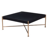 42" Black and Gold Solid Wood and Steel Square Coffee Table