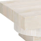 36" Natural White Solid Wood Square Geo Pedestal Coffee Table