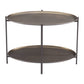 26" Antiqued Bronze and Black Steel Oval Two Tier Coffee Table