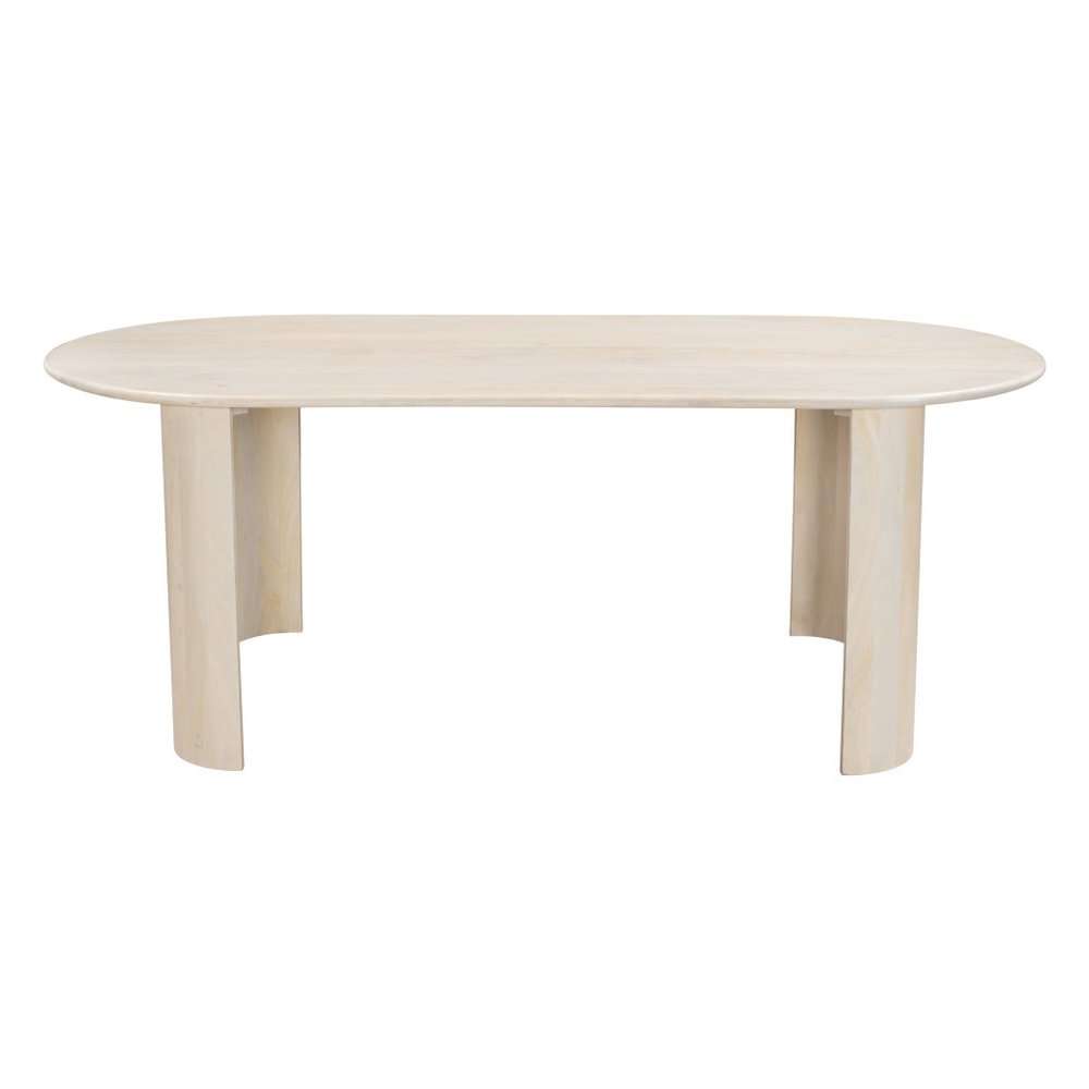 82" Natural Wood Oval Dining Table