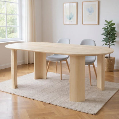 82" Natural Wood Oval Dining Table