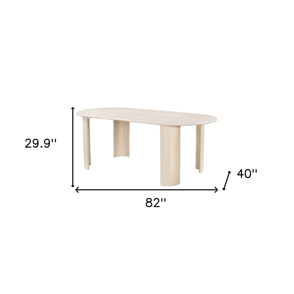 82" Natural Wood Oval Dining Table