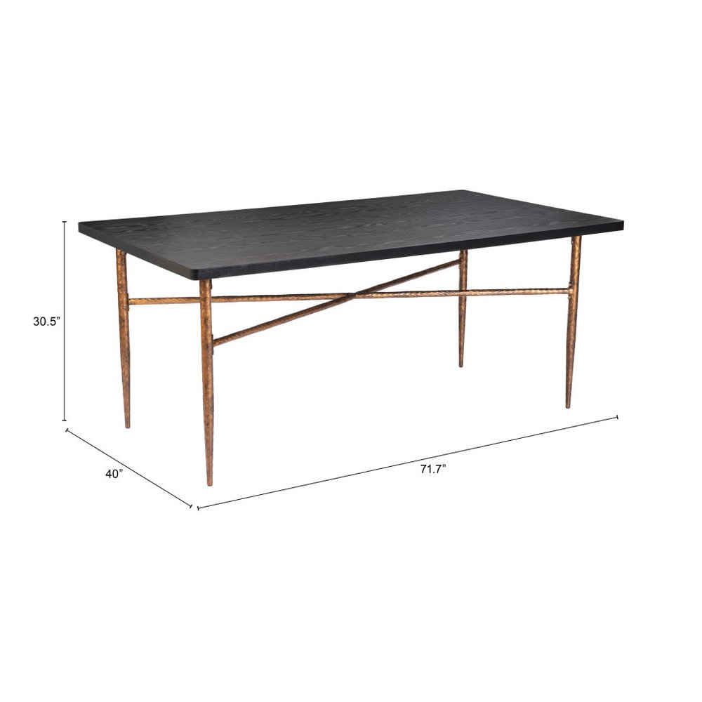 72" Black and Bronze Wood and Steel Dining Table