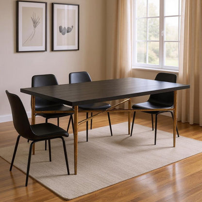 72" Black and Bronze Wood and Steel Dining Table