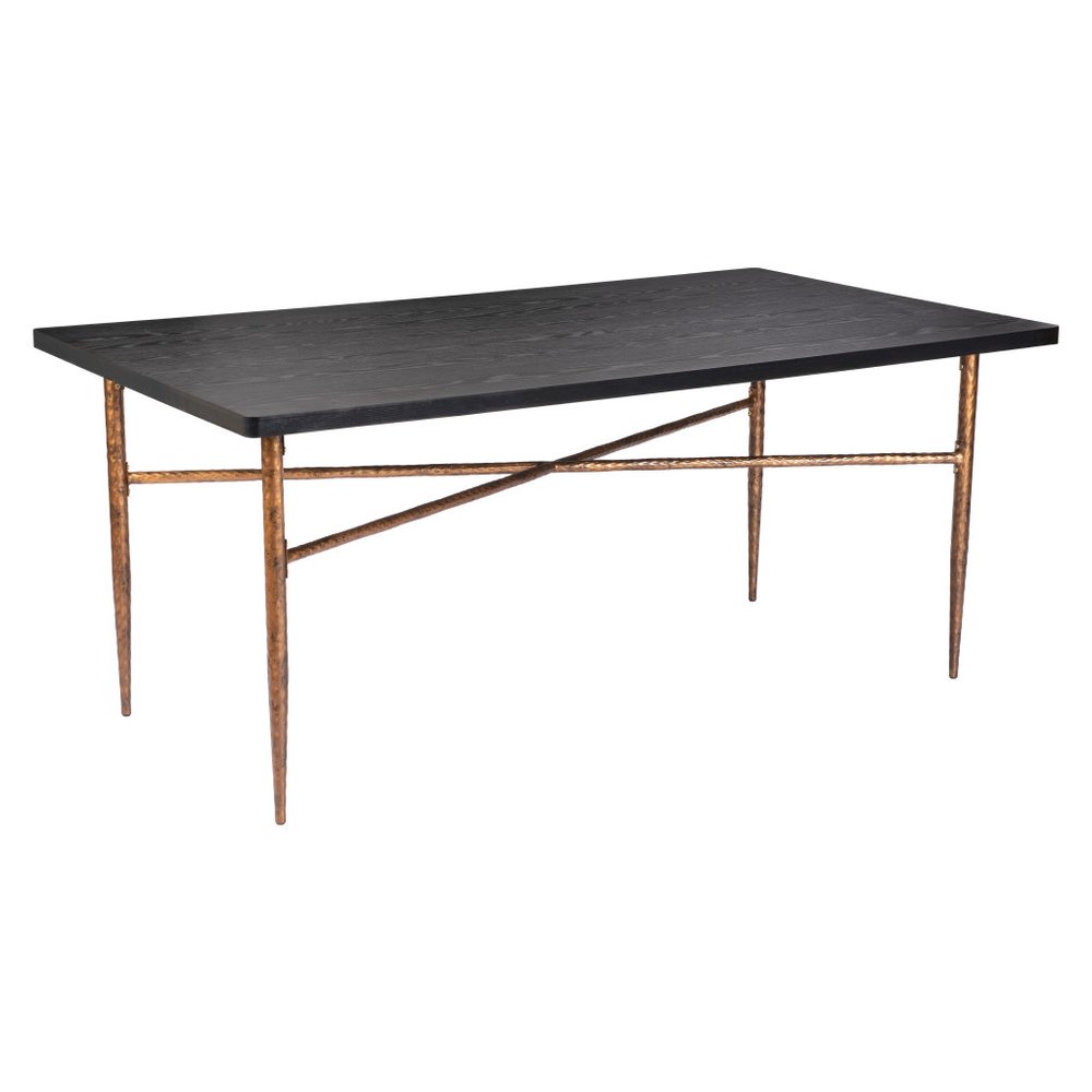 72" Black and Bronze Wood and Steel Dining Table