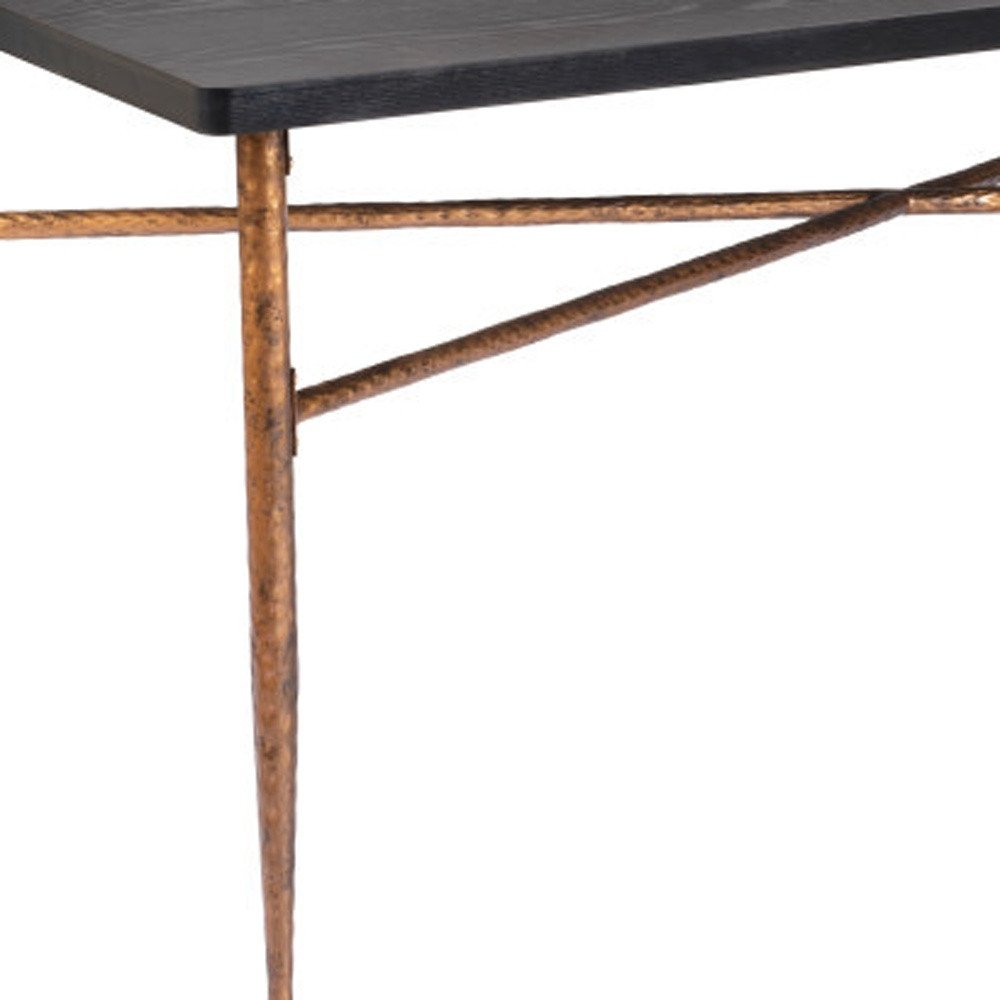 72" Black and Bronze Wood and Steel Dining Table