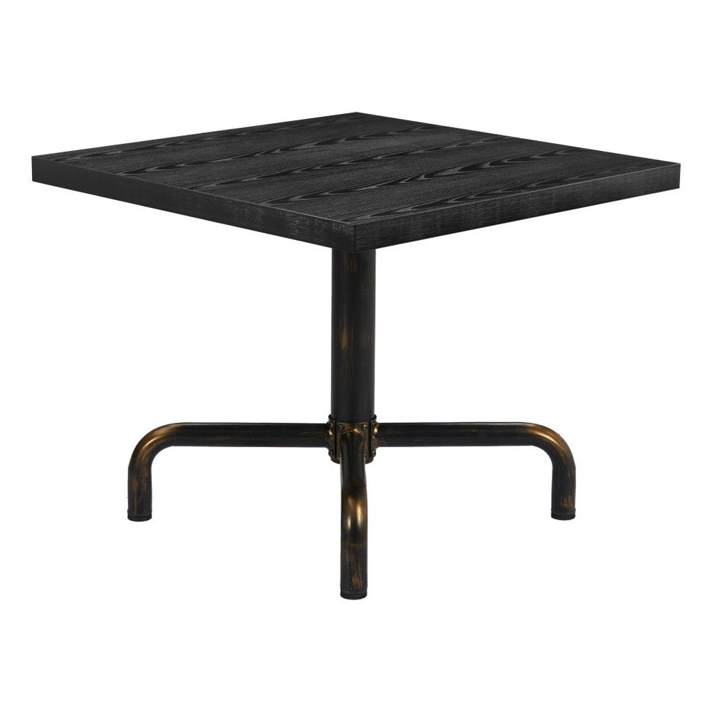 36" Black and Gold Wood and Steel Pedestal Base Square Dining Table