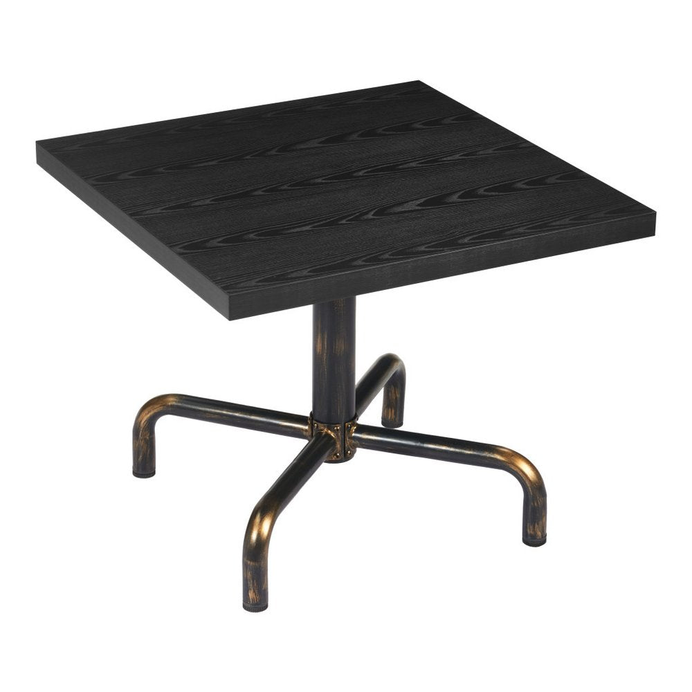 36" Black and Gold Wood and Steel Pedestal Base Square Dining Table