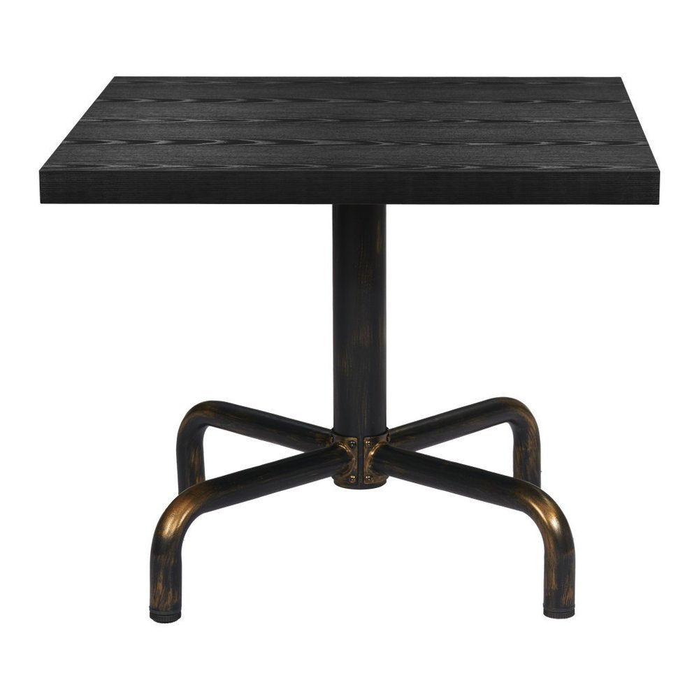 36" Black and Gold Wood and Steel Pedestal Base Square Dining Table