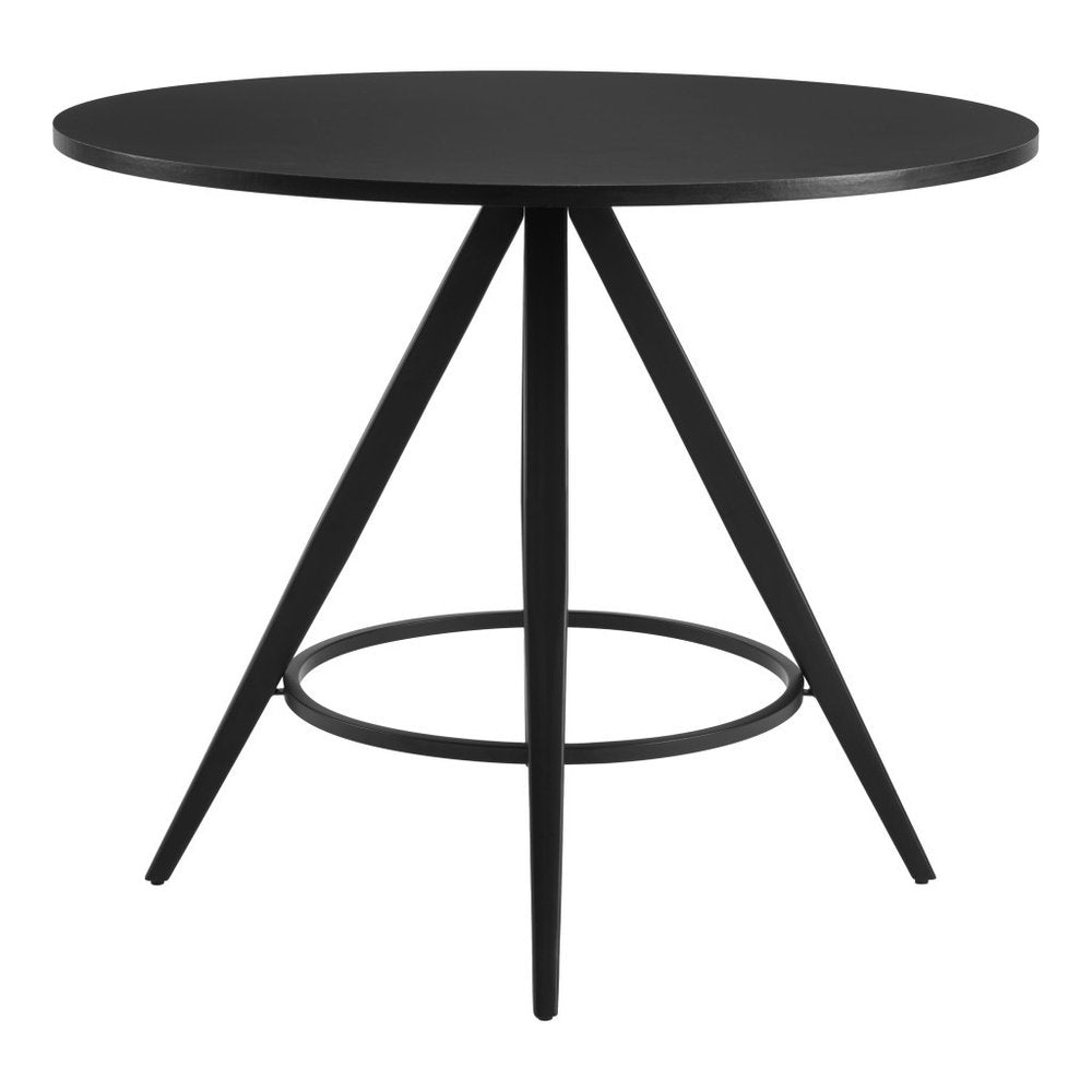 37" Black Wood and Steel Round Top Dining Table