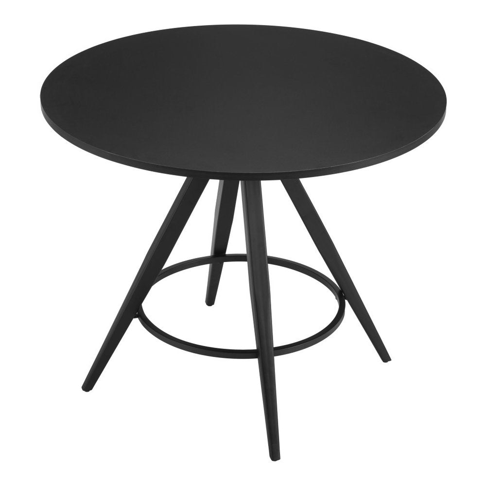 37" Black Wood and Steel Round Top Dining Table