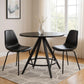 37" Black Wood and Steel Round Top Dining Table