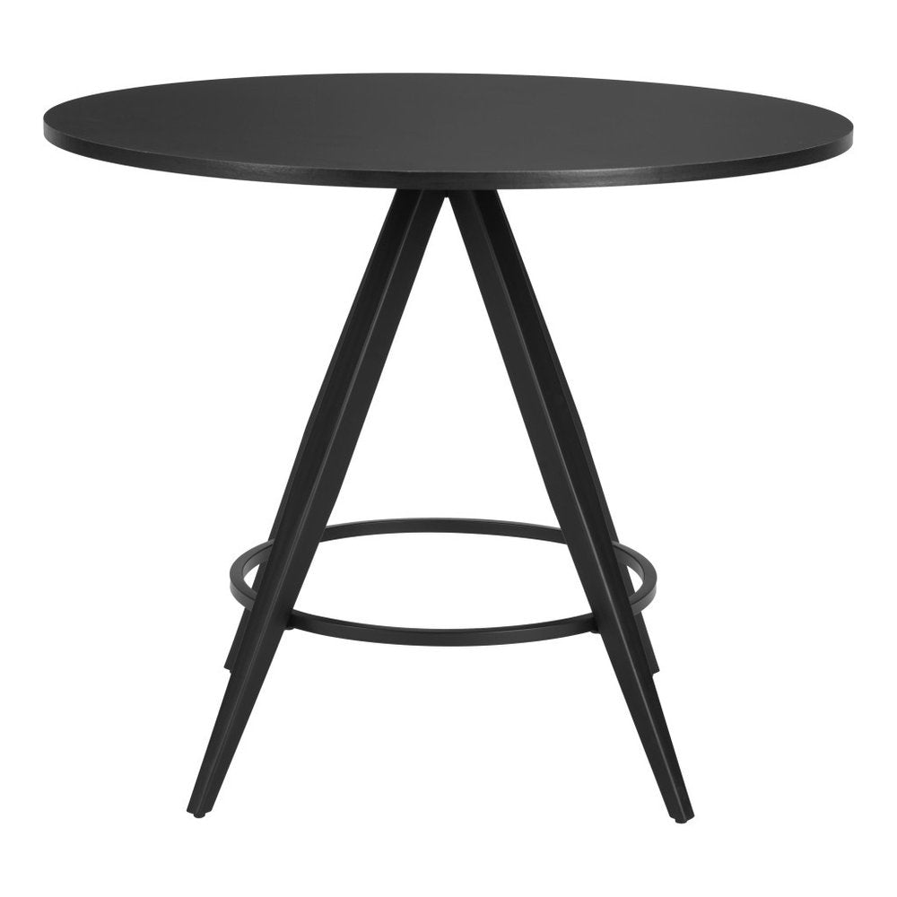 37" Black Wood and Steel Round Top Dining Table