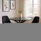 50" Black Faux Marble and Steel Pedestal Base Round Top Dining Table