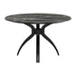 50" Black Faux Marble and Steel Pedestal Base Round Top Dining Table