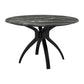 50" Black Faux Marble and Steel Pedestal Base Round Top Dining Table