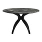 50" Black Faux Marble and Steel Pedestal Base Round Top Dining Table