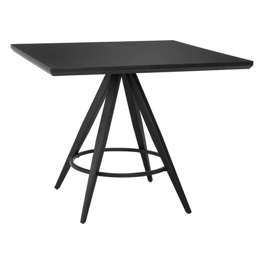 37" Black Wood and Steel Square Dining Table