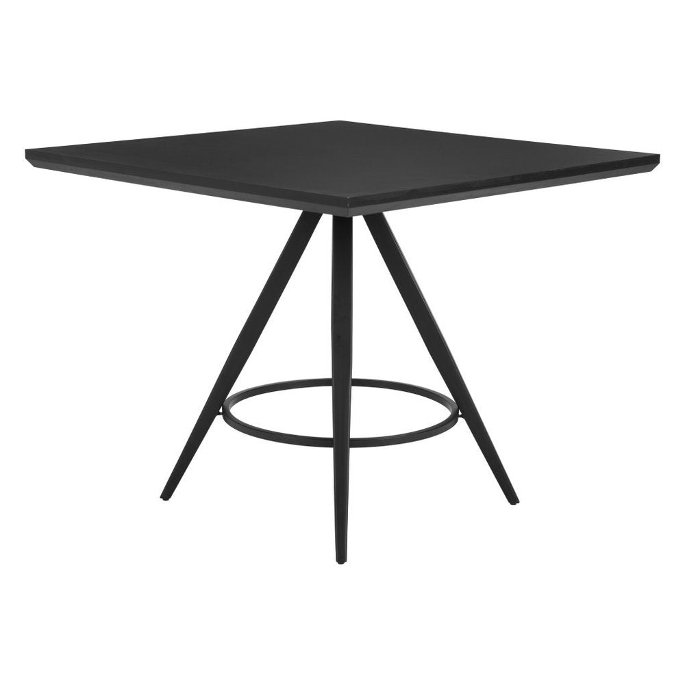 37" Black Wood and Steel Square Dining Table