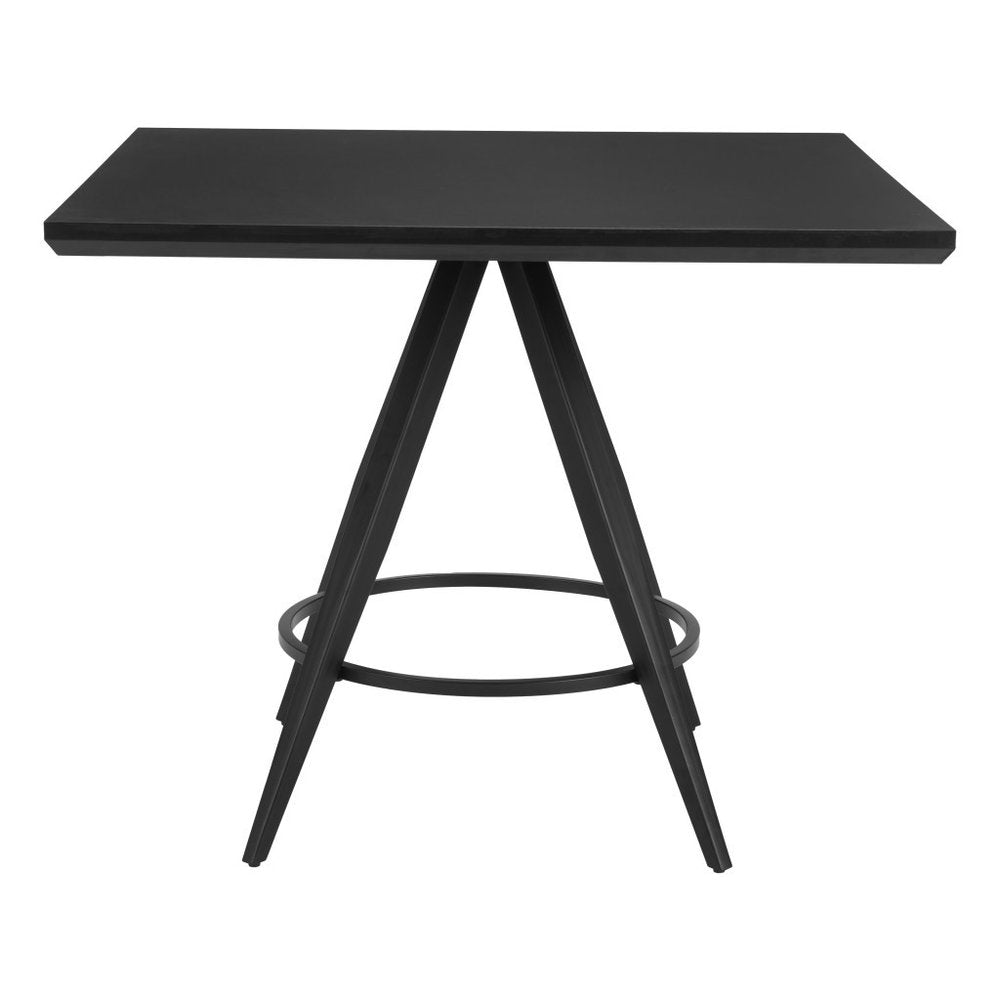 37" Black Wood and Steel Square Dining Table