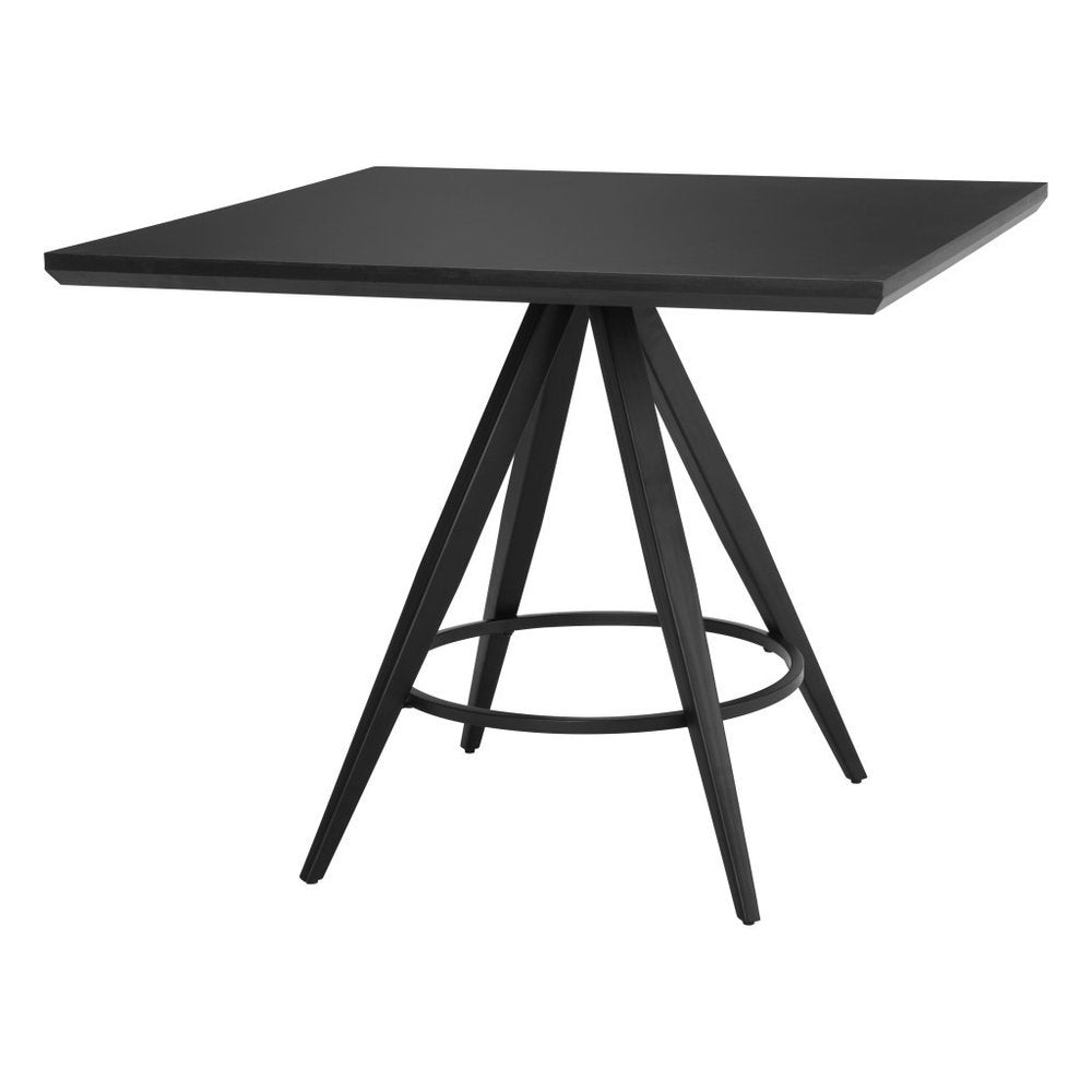 37" Black Wood and Steel Square Dining Table