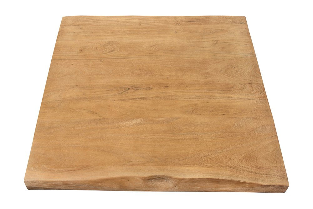 39" Natural And Black Solid Wood And Iron Square Distressed Coffee Table