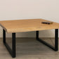 39" Natural And Black Solid Wood And Iron Square Distressed Coffee Table