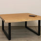 39" Natural And Black Solid Wood And Iron Square Distressed Coffee Table