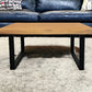 39" Natural And Black Solid Wood And Iron Square Distressed Coffee Table