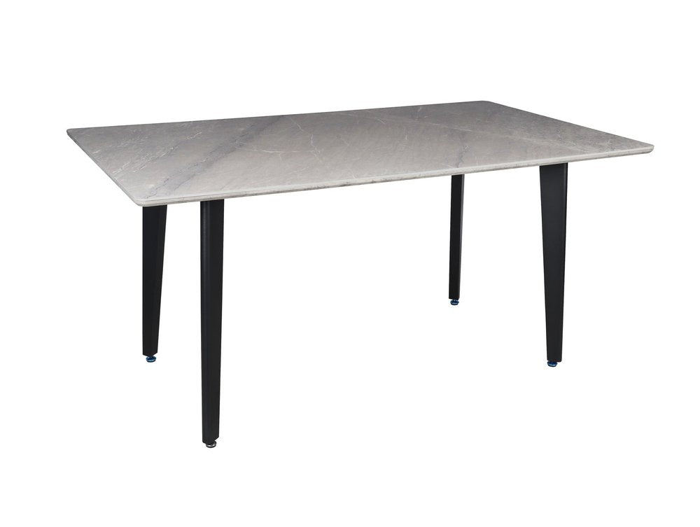 63" Gray Stone and Metal Dining Table
