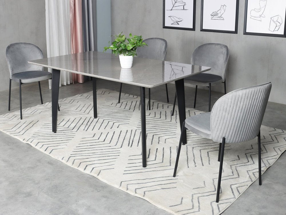 63" Gray Stone and Metal Dining Table