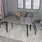 63" Gray Stone and Metal Dining Table