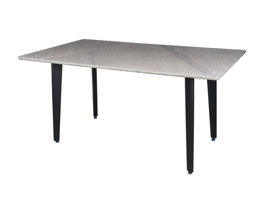 63" Gray Stone and Metal Dining Table