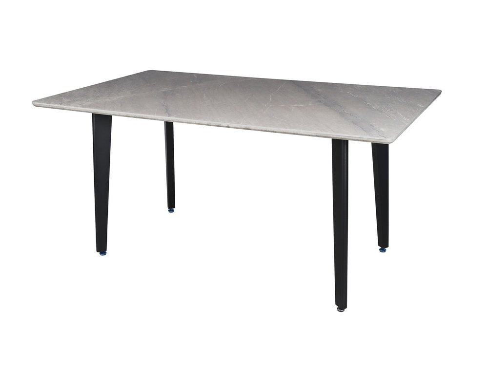 63" Gray Stone and Metal Dining Table