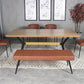 79" Brown and Red Wood and Metal Trestle Base Dining Table