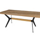 79" Brown and Red Wood and Metal Trestle Base Dining Table