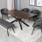 54" Dark Gray and Black Faux Leather Upholstered Dining Bench