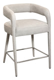25" Ivory Metal and Fabric Low Back Counter Height Bar Chair
