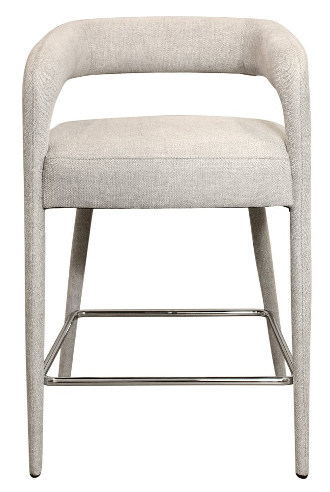 25" Ivory Metal and Fabric Low Back Counter Height Bar Chair