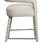 25" Ivory Metal and Fabric Low Back Counter Height Bar Chair