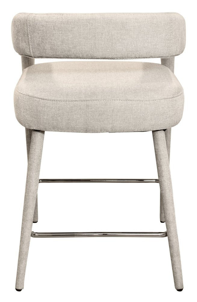 25" Ivory Metal and Fabric Low Back Counter Height Bar Chair