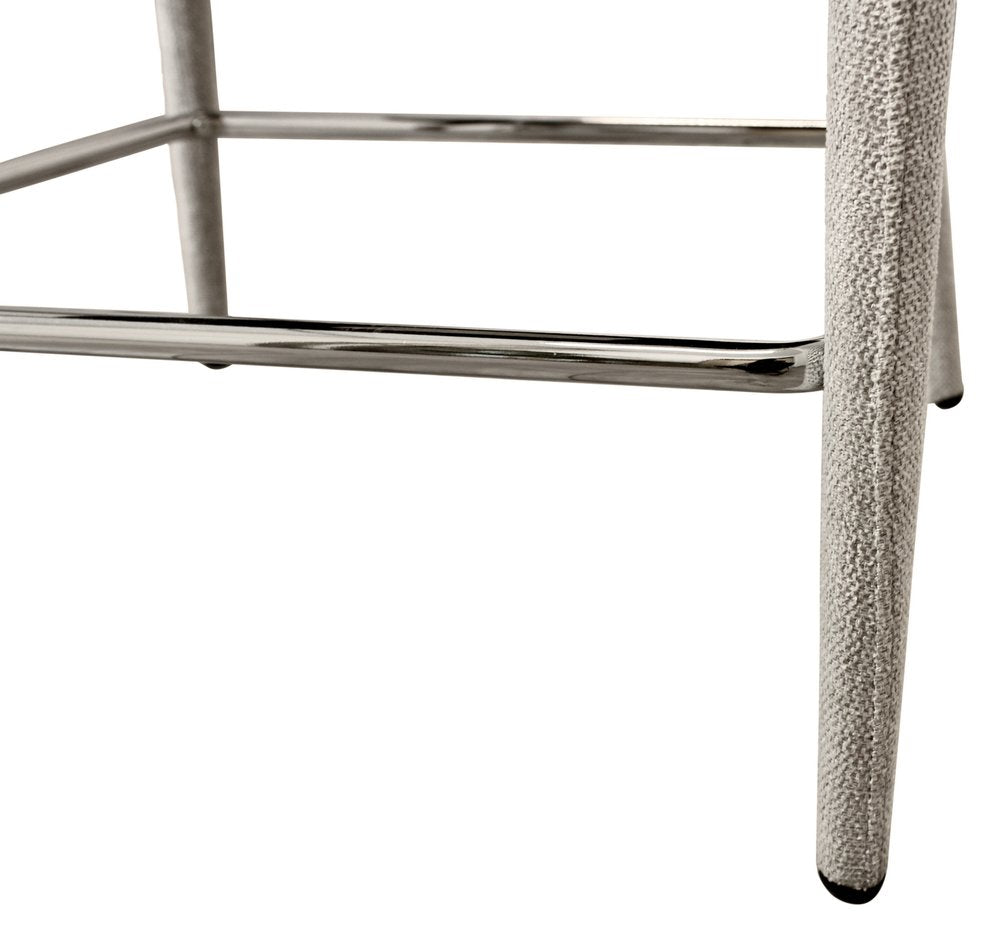 25" Ivory Metal and Fabric Low Back Counter Height Bar Chair