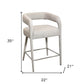 25" Ivory Metal and Fabric Low Back Counter Height Bar Chair