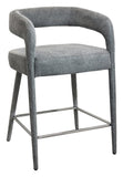 25" Gray Metal and Fabric Low Back Counter Height Bar Chair