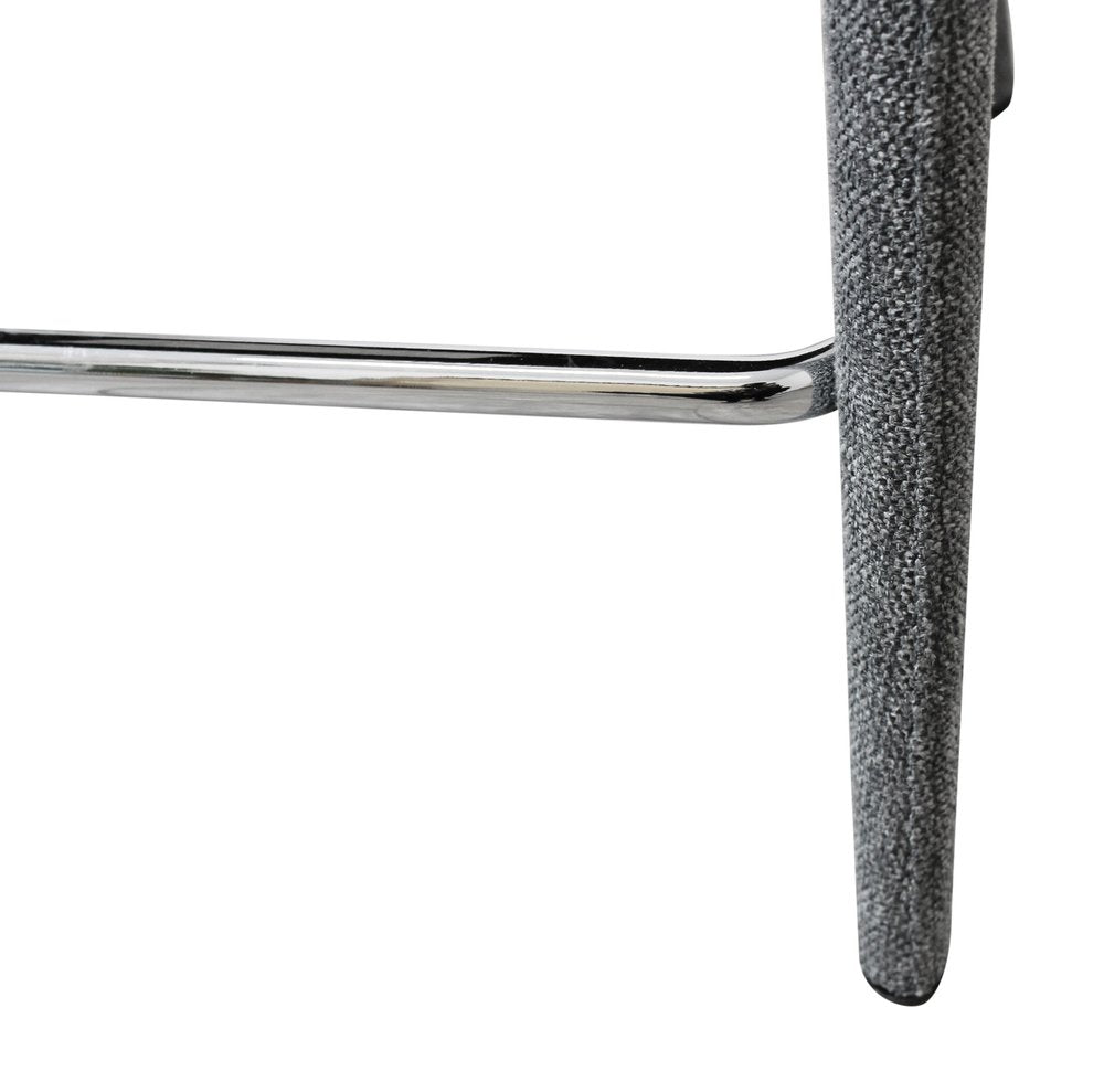 25" Gray Metal and Fabric Low Back Counter Height Bar Chair