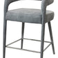 25" Gray Metal and Fabric Low Back Counter Height Bar Chair