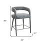 25" Gray Metal and Fabric Low Back Counter Height Bar Chair