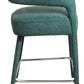 25" Teal Blue Metal and Fabric Low Back Counter Height Bar Chair