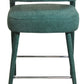25" Teal Blue Metal and Fabric Low Back Counter Height Bar Chair